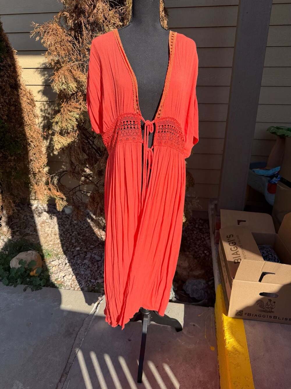 Easel Los Angeles Kimono Maxi Cover Up Size M Orange